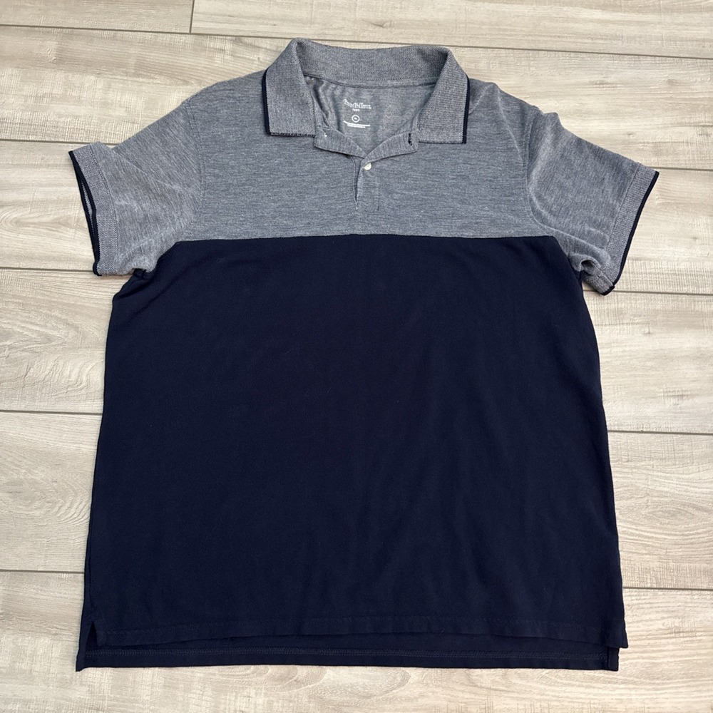 GOODFELLOW‎ & Co Mens XL Navy Blue Colorblock Polo Shirt Short Sleeve Pullover
